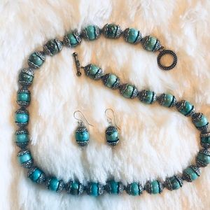 Colorado Turquoise and Silver Necklace Earring set